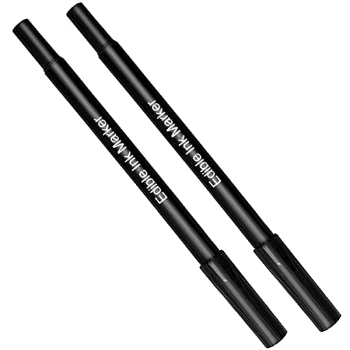 Edible Markers for Cookie Decorating, 2pcs Black Double Sided Ex...