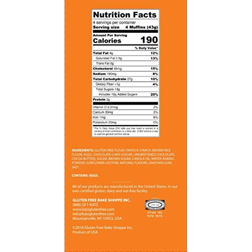 Katz Gluten Free Chocolate Chip Muffin Snacks | Dairy Free, Nut