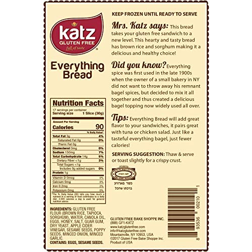 Katz Gluten Free Everything Bread | Dairy, Nut, Soy And Gluten F