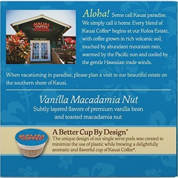 Kauai Coffee, Vanilla Macadamia Nut, 12 Ct Pack Of 6