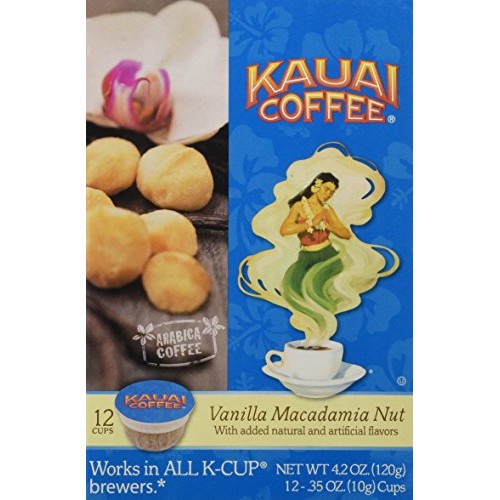 Kauai Coffee Vanilla Macadamia Nut Single-Serve Cups, 12 Count