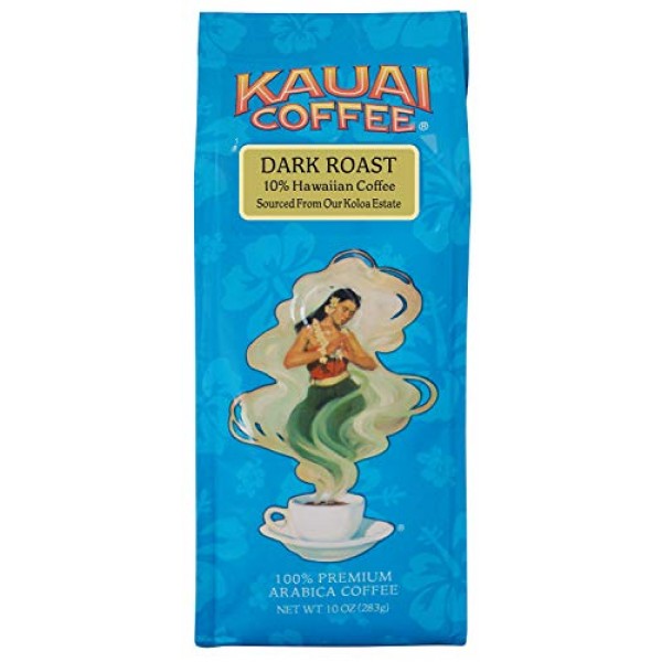 Kauai Hawaiian Ground Coffee, Koloa Estate Dark Roast 10 Oz Bag