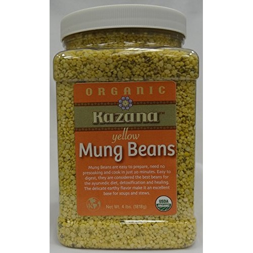 Kazana Yellow Mung Dahl Beans, 4 Lb Jar Pack Usda Certfied Organ