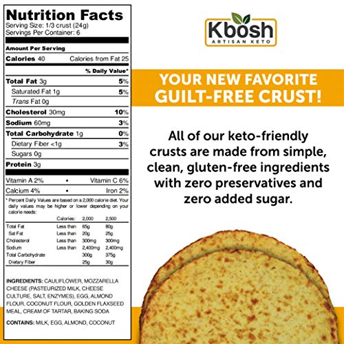 Kbosh Keto Crusts - The #1 Cauliflower Keto Pizza Crust - Only 1