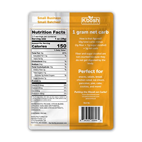 KBosh Keto Candied Pecans - Sweet and Crunchy Low Carb Snacks wi...