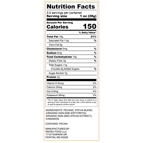 KBosh Keto Candied Pecans - Sweet and Crunchy Low Carb Snacks wi...