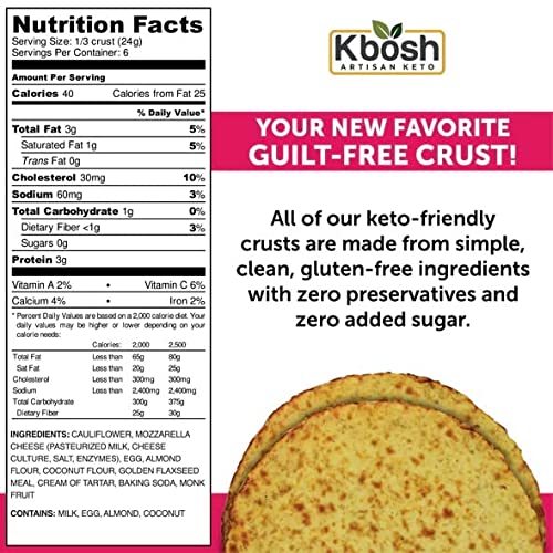 KBosh Keto Dessert Pizza Crust - Only 1 Carb Per Serving - Inclu...