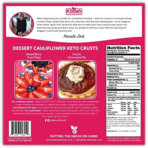 KBosh Keto Dessert Pizza Crust - Only 1 Carb Per Serving - Inclu...