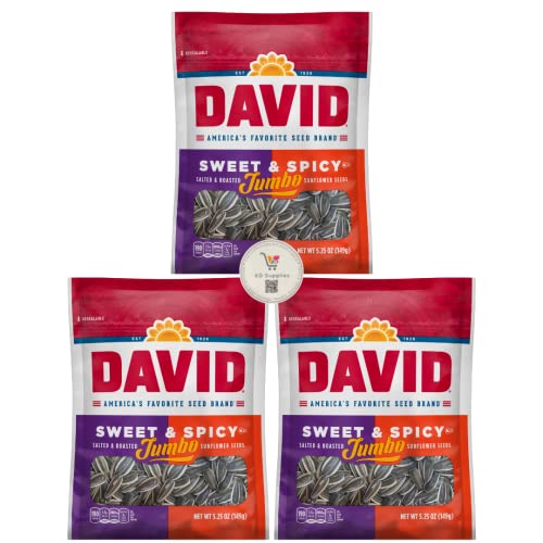 Davids Salted & Roasted Sunflower Seeds, Pack of 3 5.25 oz Ba...