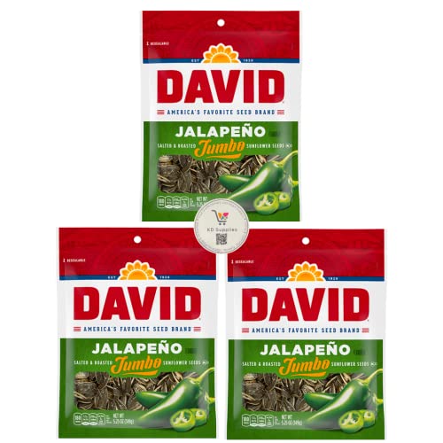 Davids Salted & Roasted Sunflower Seeds, Pack of 3 5.25 oz Ba...