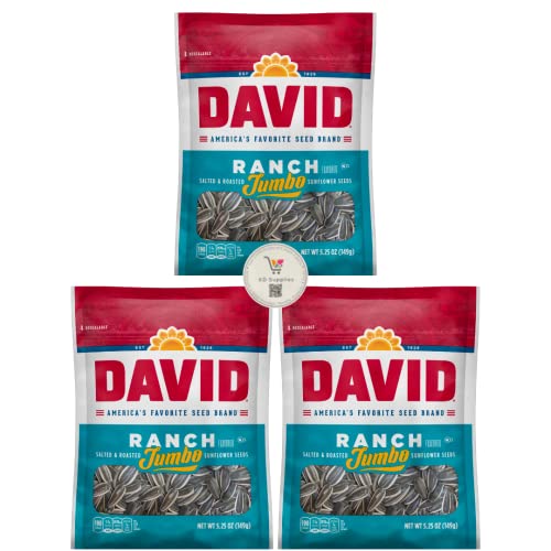 Davids Salted & Roasted Sunflower Seeds, Pack of 3 5.25 oz Ba...