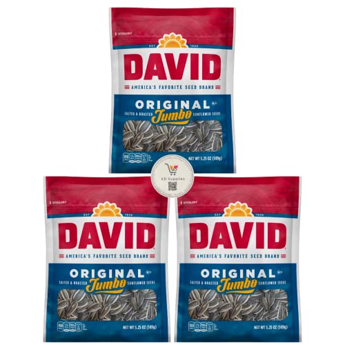 Davids Salted & Roasted Sunflower Seeds, Pack of 3 5.25 oz Ba...