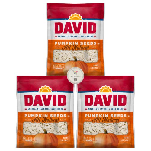 Davids Salted & Roasted Sunflower Seeds, Pack of 3 5.25 oz Ba...