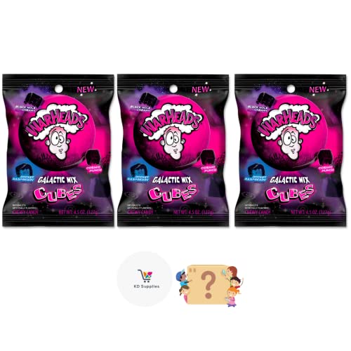 Warheads Sour And Fruity Chewy Candy Peg Bags Pack Of 3 + Bonu