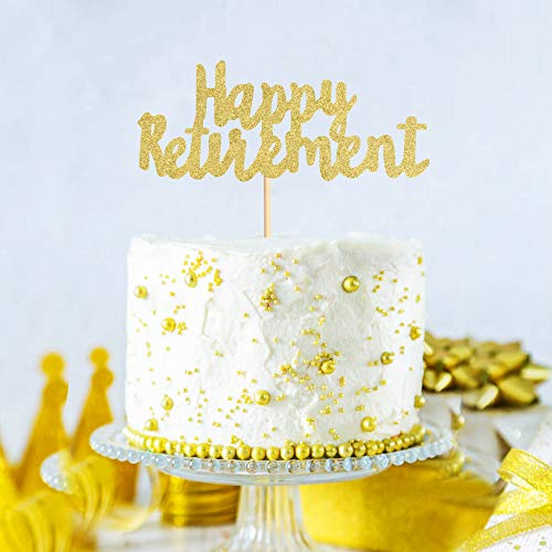 Keaziu Gold Happy Retirement Cake Topper Party Cake Decoration S
