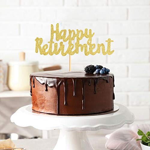 Keaziu Gold Happy Retirement Cake Topper Party Cake Decoration S