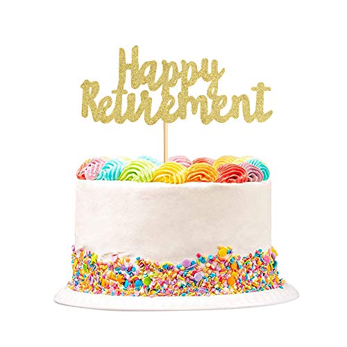 Keaziu Gold Happy Retirement Cake Topper Party Cake Decoration S