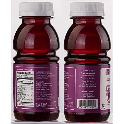 Kedem Concord Grape Juice, 8Oz Plastic Bottle 24 Pack