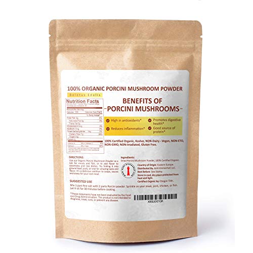 Organic Dried Porcini Mushroom Powder - 2.5 Oz Usda Certified -