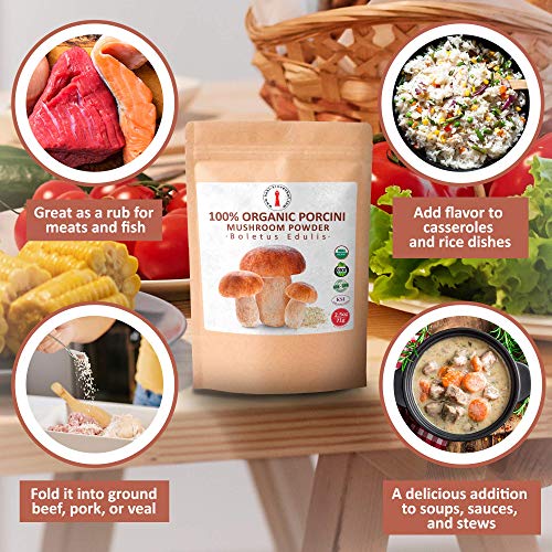 Organic Dried Porcini Mushroom Powder - 2.5 Oz Usda Certified -