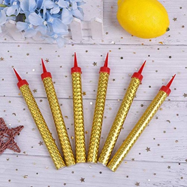 12 Pcs Birthday Candles, Gold Cake Decorating Candles Used for B...
