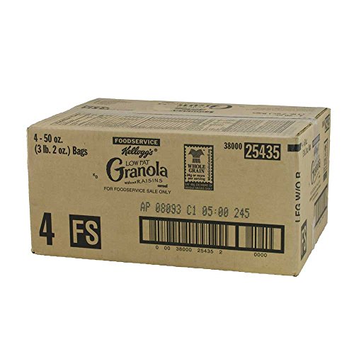 Kelloggs Low Fat Granola, Cereal, Without Raisins, 50oz 4 count