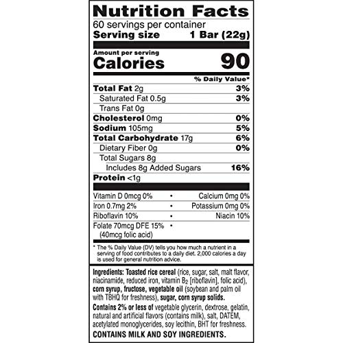 Kelloggs Rice Krispies Treats, 0.78 Oz, 60-Count