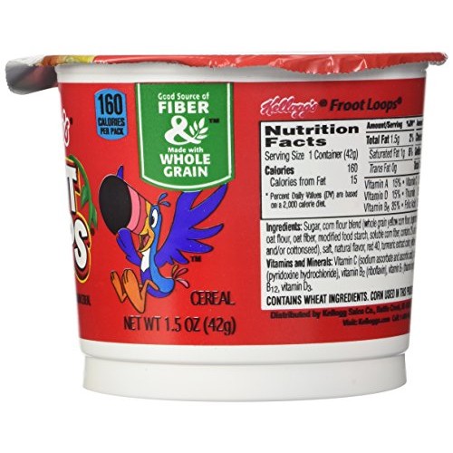 Kelloggs Froot Loops Breakfast Cereal, Single-Serve 1.5Oz Cup,