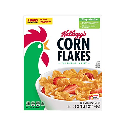 Kelloggs Corn Flakes, Breakfast Cereal, Original, 36Oz 6 Count