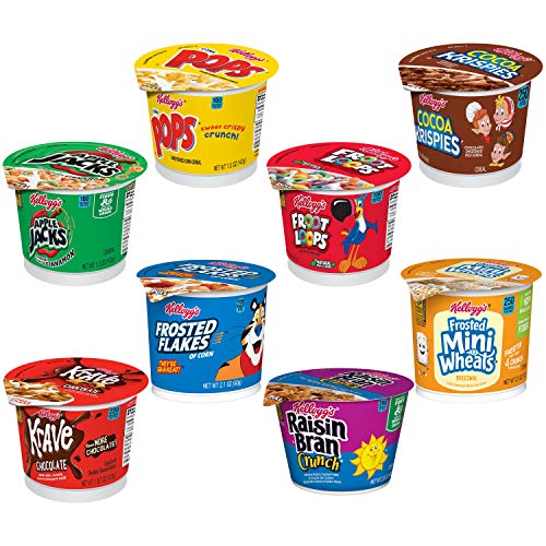 Kelloggs Cereal In A Cup Variety Pack - 8 Tasty Flavors, Portab