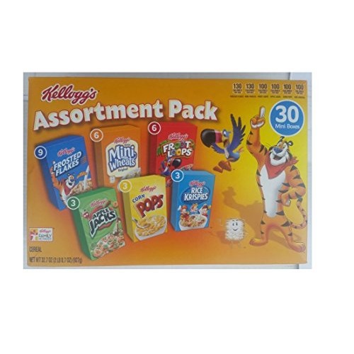 Kelloggs Cereal Jumbo Assortment Pack, 32.7 Oz, 30 Mini Boxes