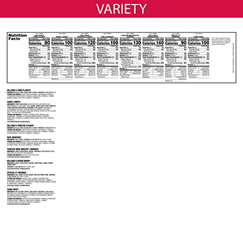 Kelloggs Cold Breakfast Cereal, Single Serve, Variety Pack, 10....