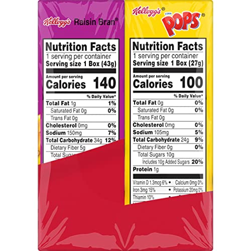 Kelloggs Cold Breakfast Cereal, Single Serve, Variety Pack, 10....