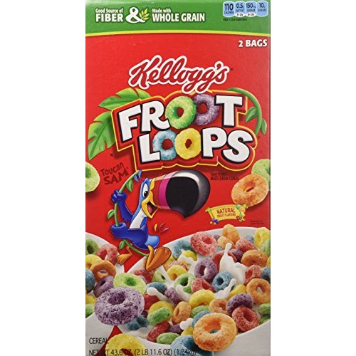 Kelloggs Froot Loops Cereal 43.6 Total Ounce Two Bag Value Box