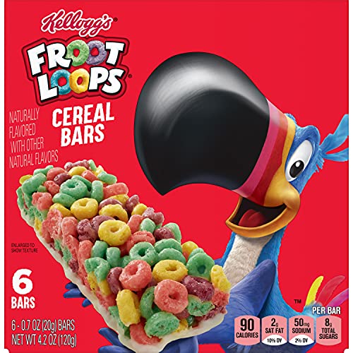 Kelloggs Cereal Bars -On The Go Snack Food, Froot Loops, 6.4 Oz
