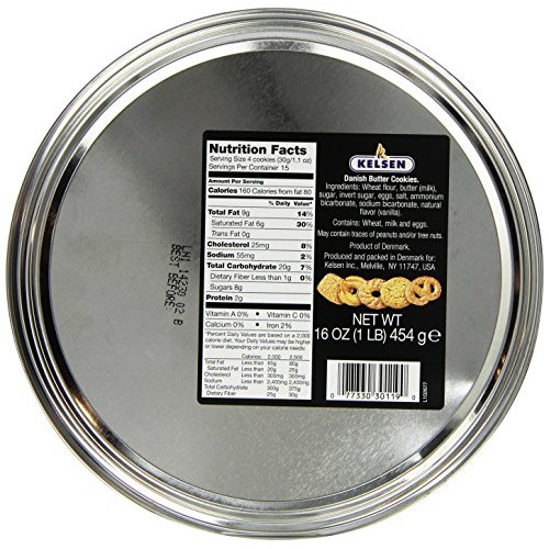Kelsen Original Danish Butter Cookies, 64 Oz 4-16 Oz Tins