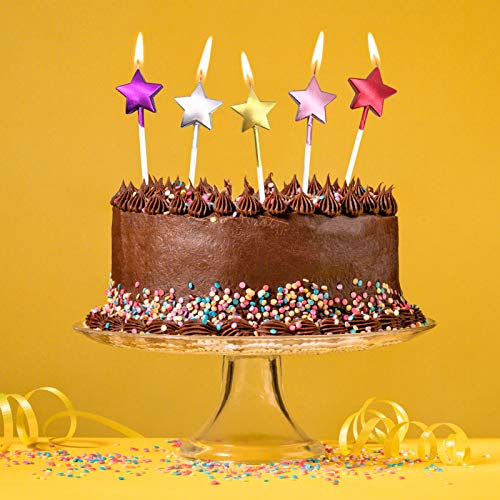 10 Cute Heart Shaped And Star Birthday Candles Multi-Color Cake