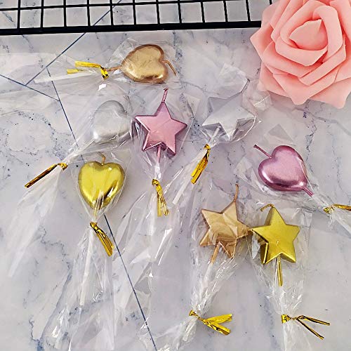 10 Cute Heart Shaped And Star Birthday Candles Multi-Color Cake