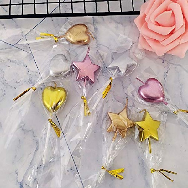 10 Cute Heart Shaped and Star Birthday Candles Multi-Color Cake ...