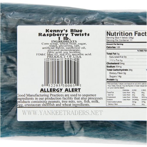 Kennys Licorice Twists, Blue Raspberry, 1 Pound