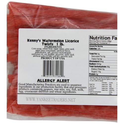 Kennys Licorice Twists, Watermelon, 1 Pound