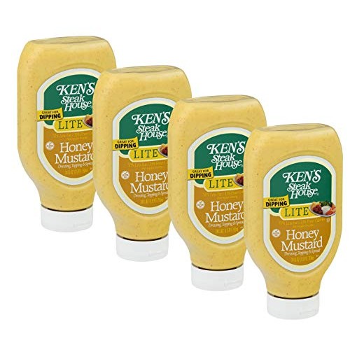 Kens Steak House Lite Honey Mustard - 24 Oz Squeezable Bottle -