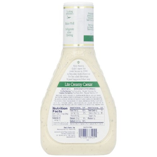 Kens Foods Lite Creamy Caesar Salad Dressing, 16 Oz
