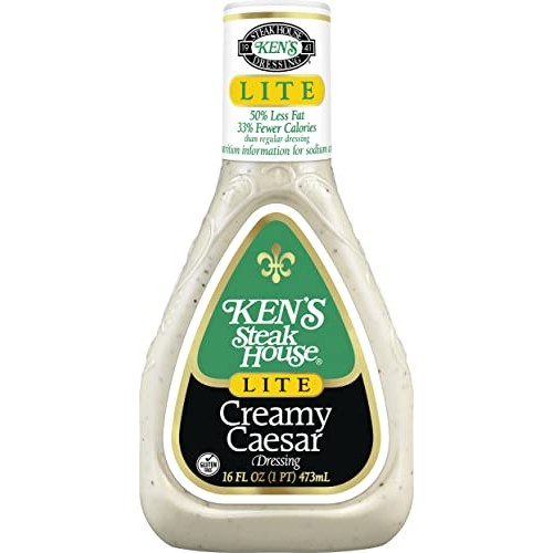 Kens Steak House Dressing Lite Creamy Caesar 16 Ounce Pack Of 3