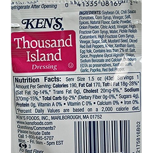 Kens Salad Dressing 7 Packets Thousand Island Dressing