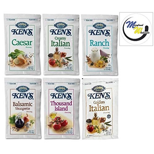 Kens Salad Dressing Packets 6 Flavors 1.5 Oz. Caesar, Ranch, C