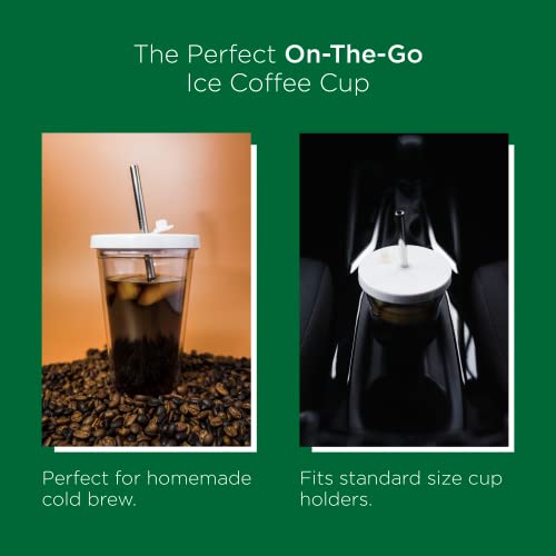 Reusable Iced Coffee Cup 24 Oz/Venti, Leak Proof and Double Wa...