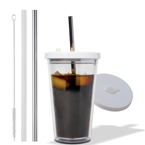 Reusable Iced Coffee Cup 24 Oz/Venti, Leak Proof and Double Wa...