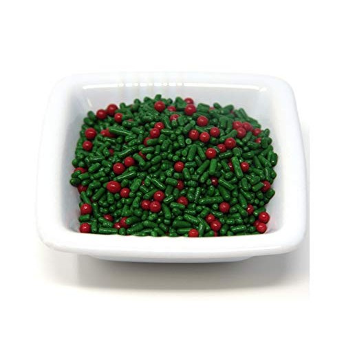 Holly Berry Mix Green Sprinkles Red Balls Bakery Topping Christm