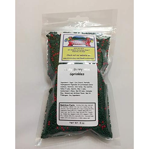 Holly Berry Mix Green Sprinkles Red Balls Bakery Topping Christm